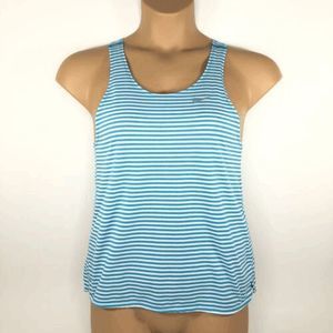 NEW Women's Size Large NIKE Dri Fit Tailwind Stripe Running Tank Blue 644721-455